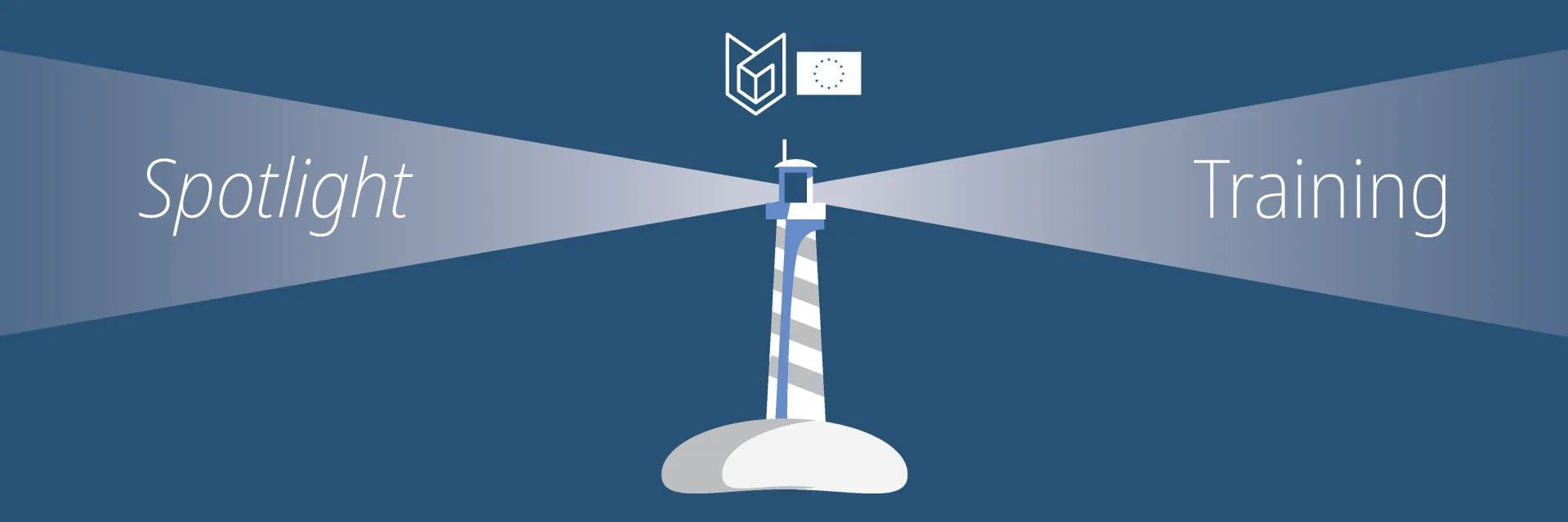 Newsletter Header. Spotlight Training on both sides of a lightower. The ESDC logo above. 