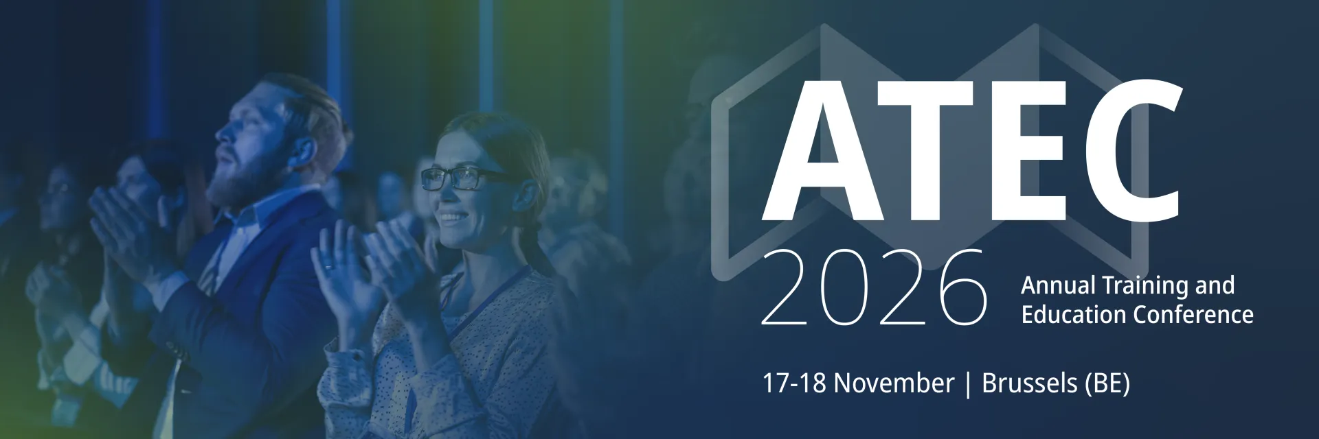 On th eleft people applauding, on the right the logo of the ATEC 2026.