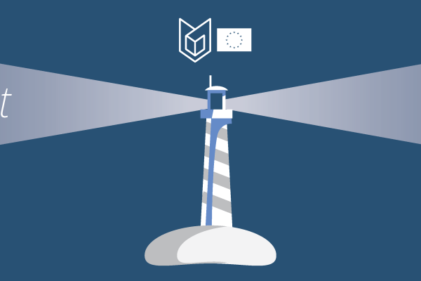 Newsletter Header. Spotlight Training on both sides of a lightower. The ESDC logo above. 